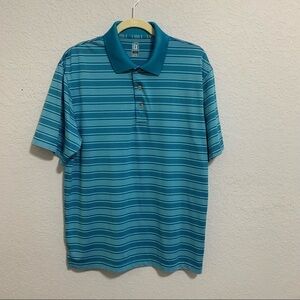 PGA Tour Blue Striped Polo Golf Shirt